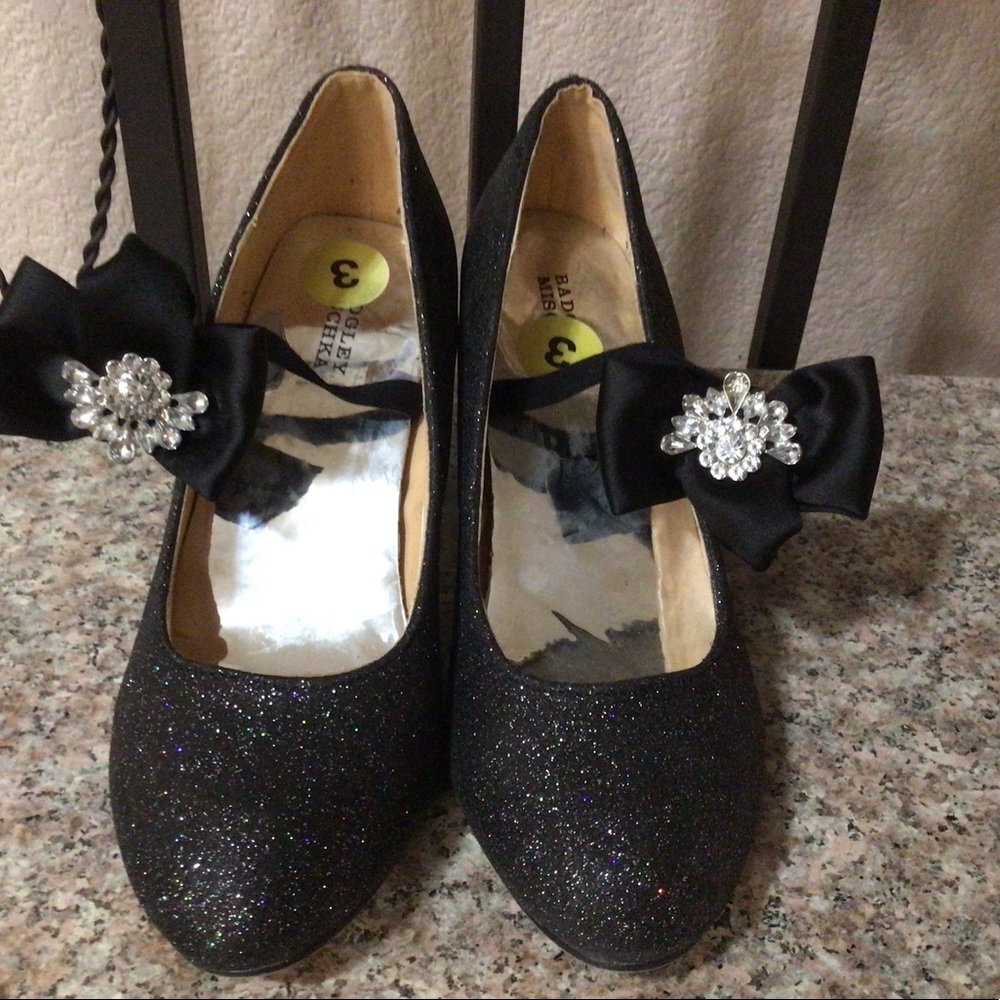 Badgley  Mischa. Girls glitter block heel-shoes size 3
